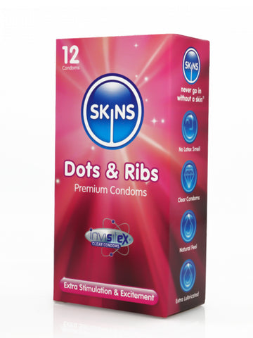 Skins (UK) Condoms Dots & Ribs Condoms  - 12 Pack